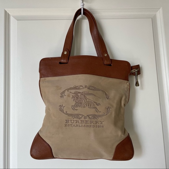 Burberry Handbags - Burberry Canvas and Leather Tote